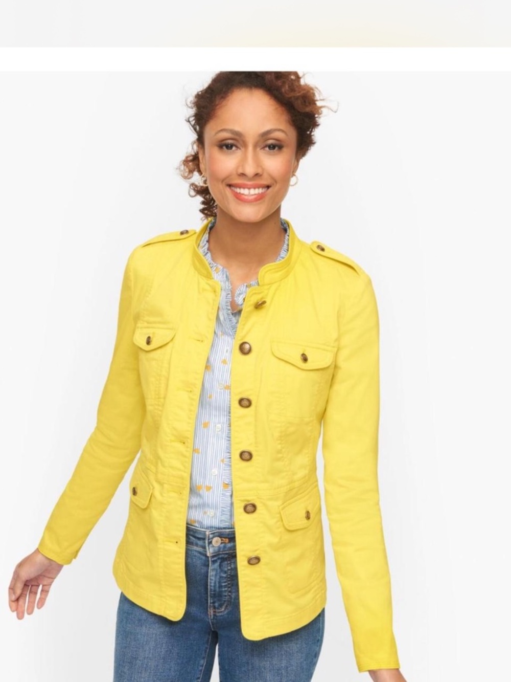 Talbots Utility Jacket, Sunshine Yellow, Stretch Blend, Sz 12 - Picture 2 of 7